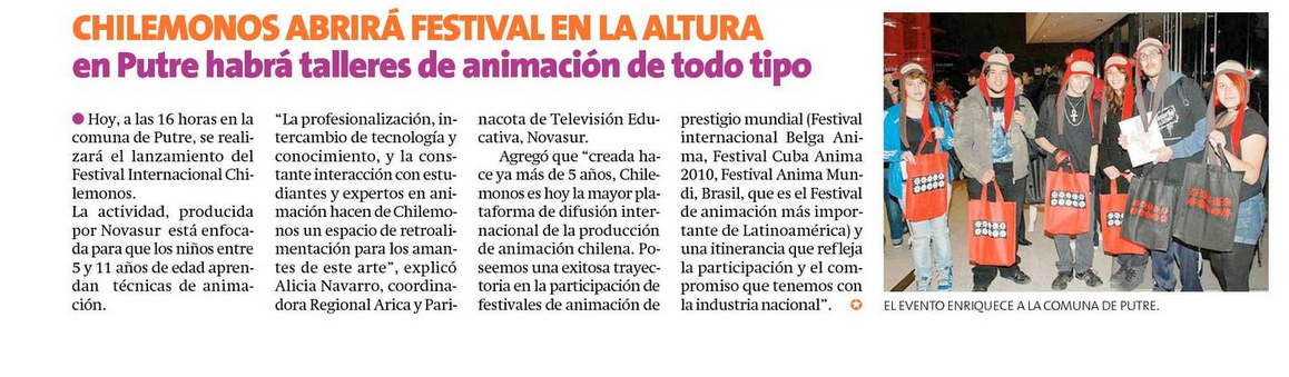 Putre recibió el lanzamiento de la Muestra del Festival Internacional Chilemonos