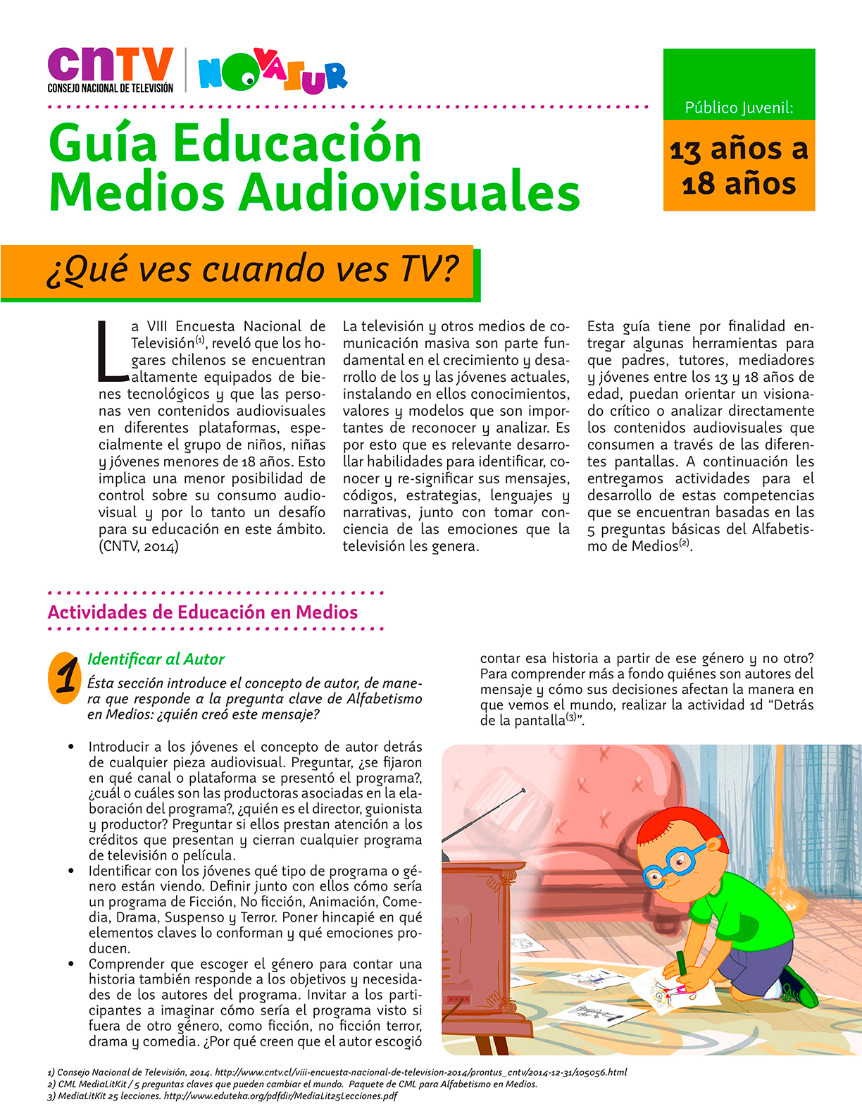 Guía Educación en Medios Audiovisuales para público juvenil de 13 a 18 años