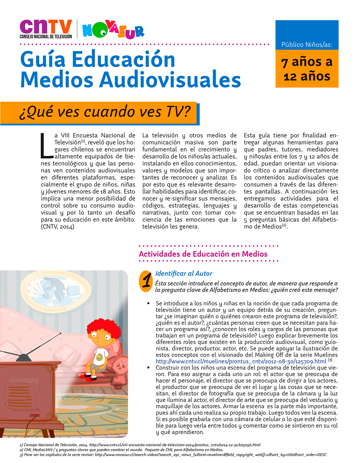 Guía Educación en Medios Audiovisuales para público niños/as de 7 a 12 años