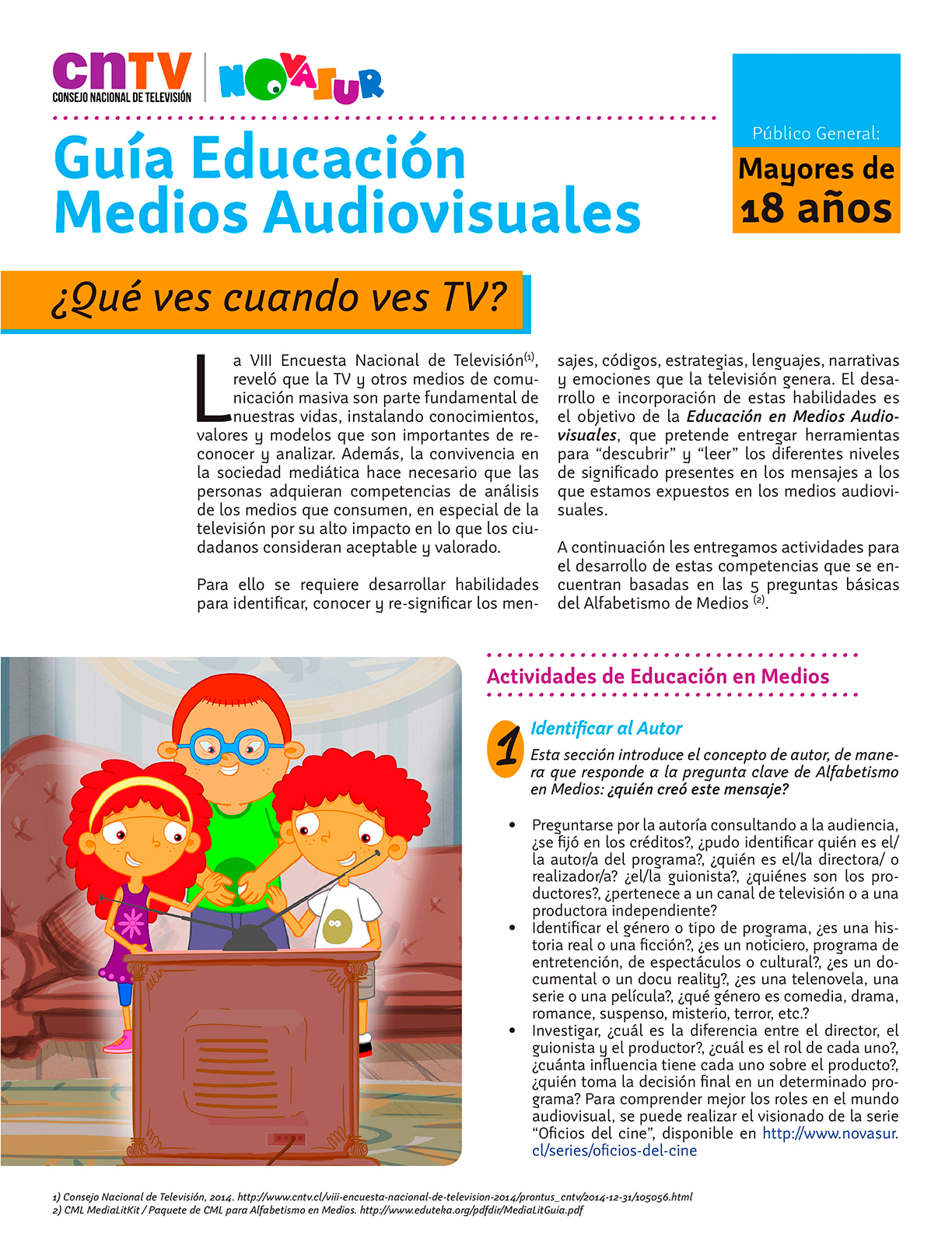 Guía Educación en Medios Audiovisuales para público general mayor de 18 años