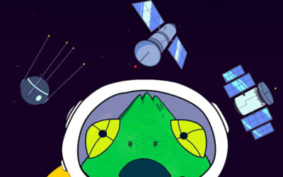 Afiche educativo: Satélites artificiales