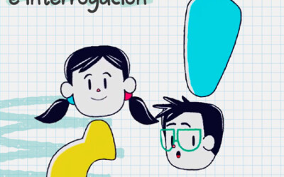 Afiche educativo: Signos de exclamación e interrogación